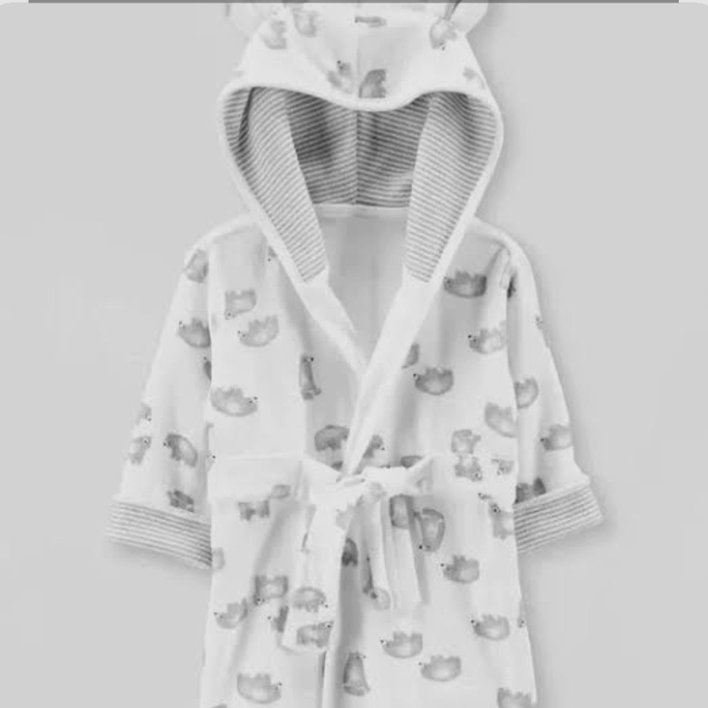 Carter's White and Gray Kids Pajama Robe